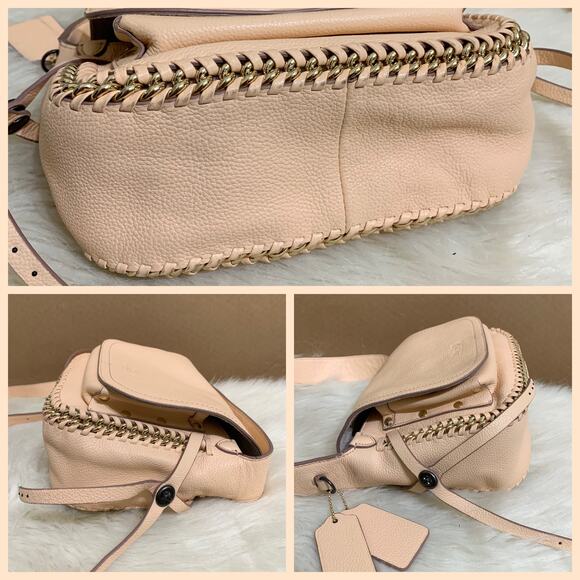 COACH DAKOTAH Apricot Leather Small Whipstitched Flap Saddle Crossbody 34397 - Picture 14 of 15